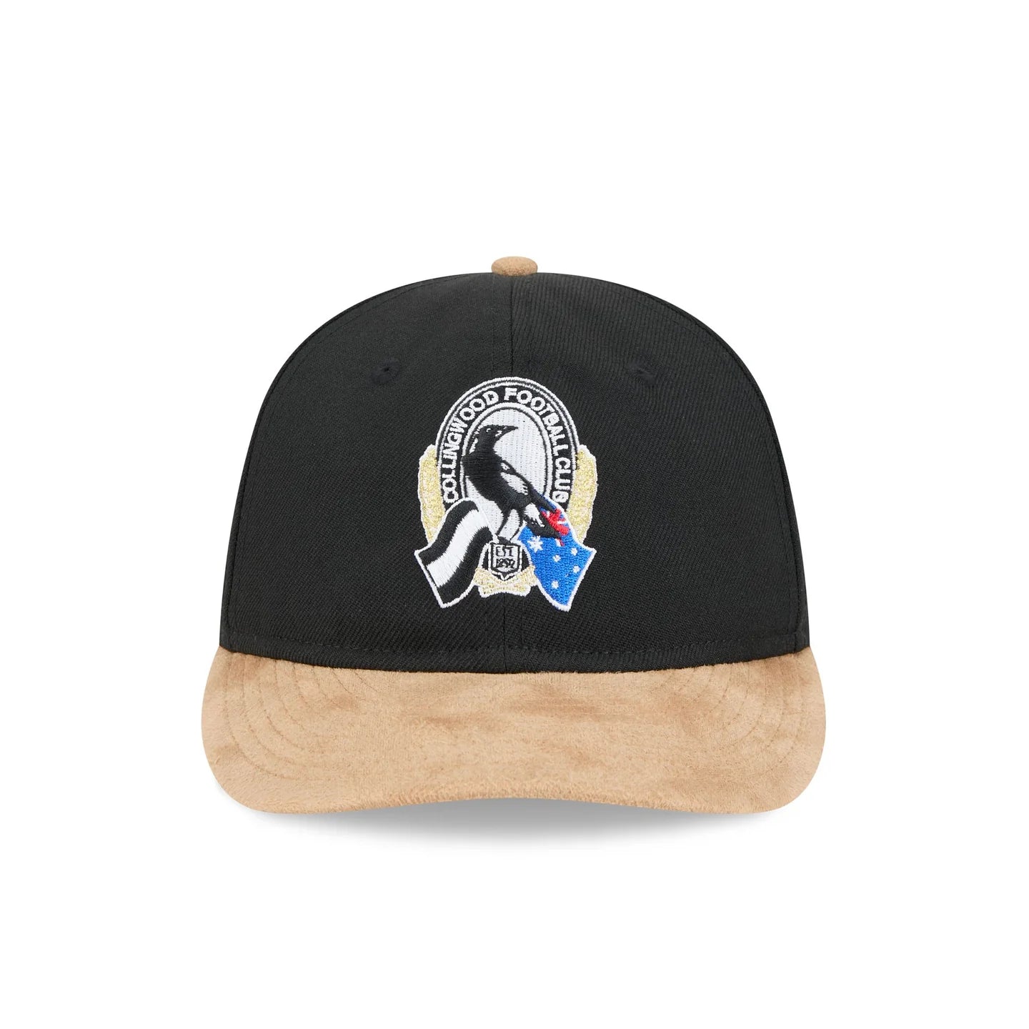 Collingwood Magpies Hat - AFL 2025 Retro Contrast Suede 9Fifity Strapback Cap - New Era